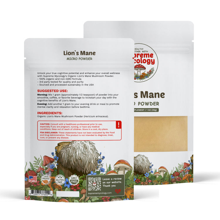 Organic Lion's Mane Mushroom Micro Powder