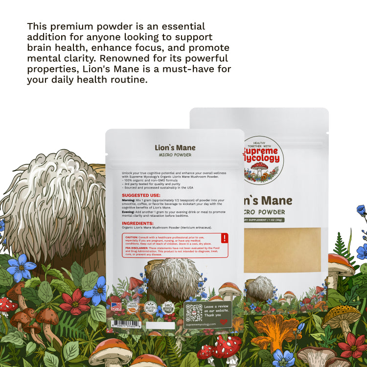 Organic Lion's Mane Mushroom Micro Powder