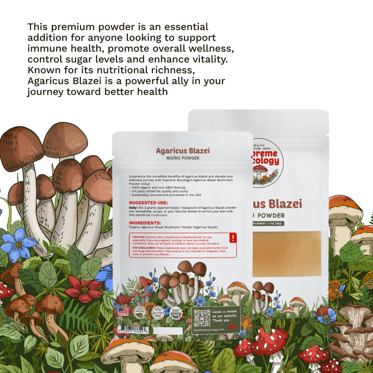 Organic Agaricus Blazei Mushroom Micro Powder