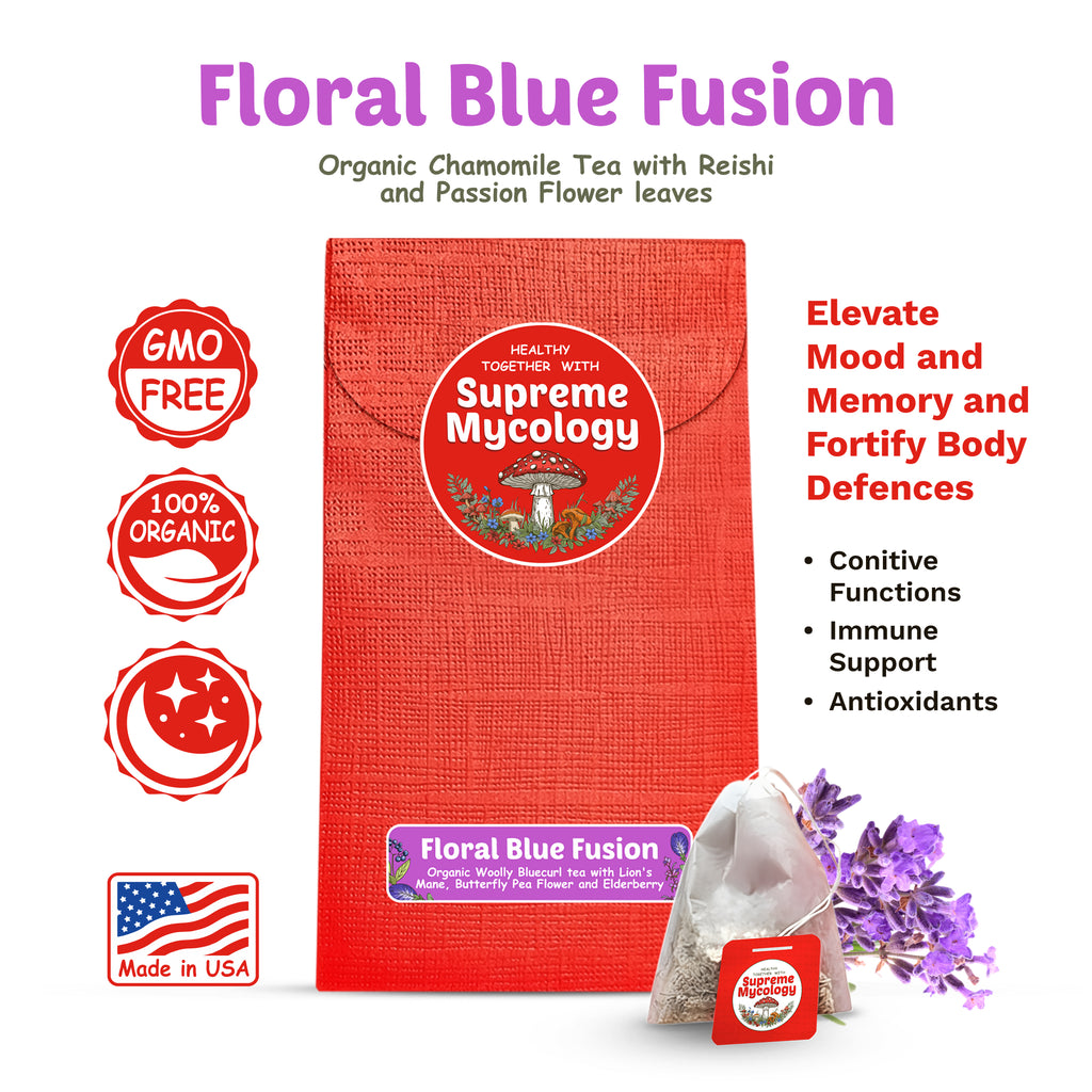 Floral Blue Fusion | Organic Lion's Mane Herbal Tea