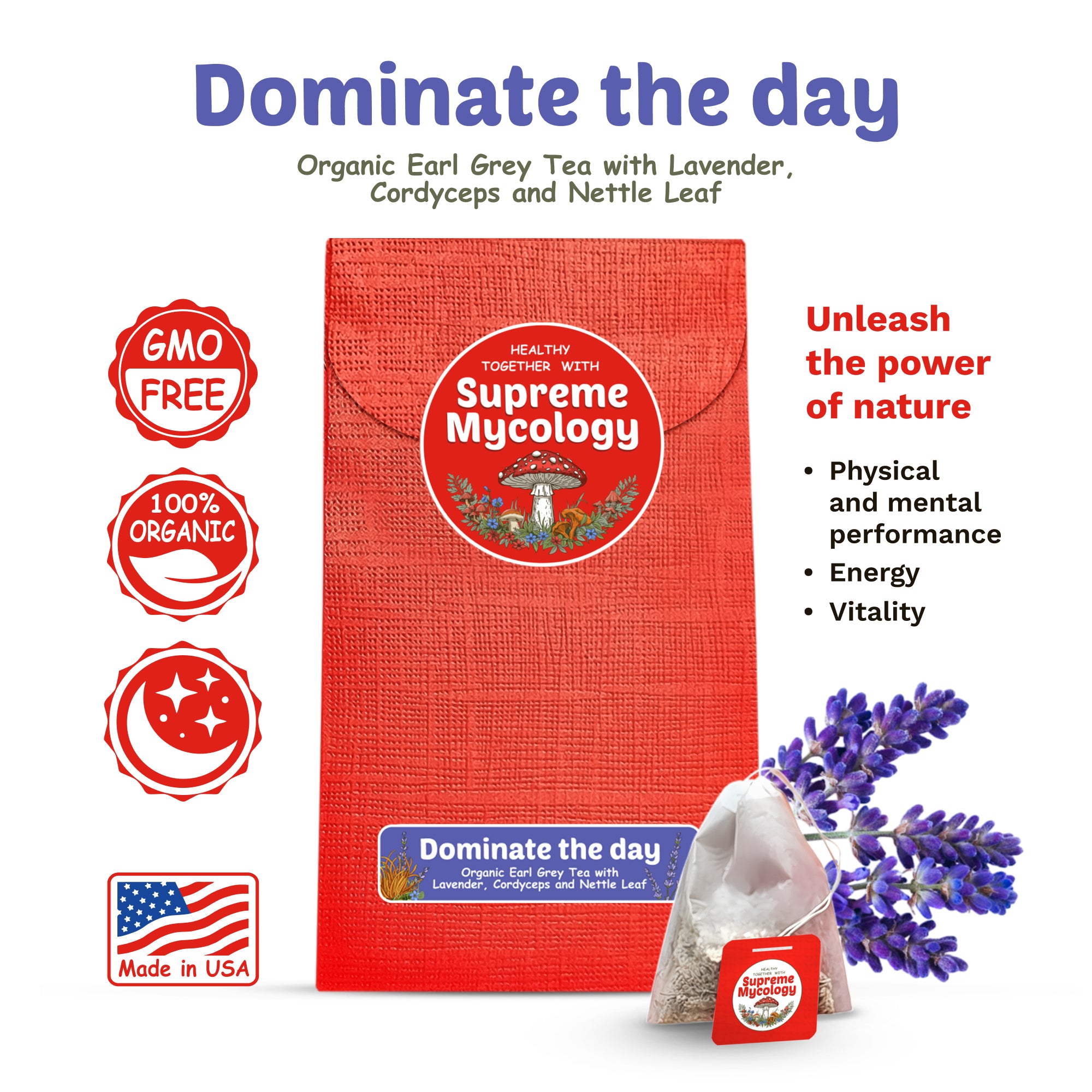 Dominate the Day | Organic Cordyceps Earl Grey Tea