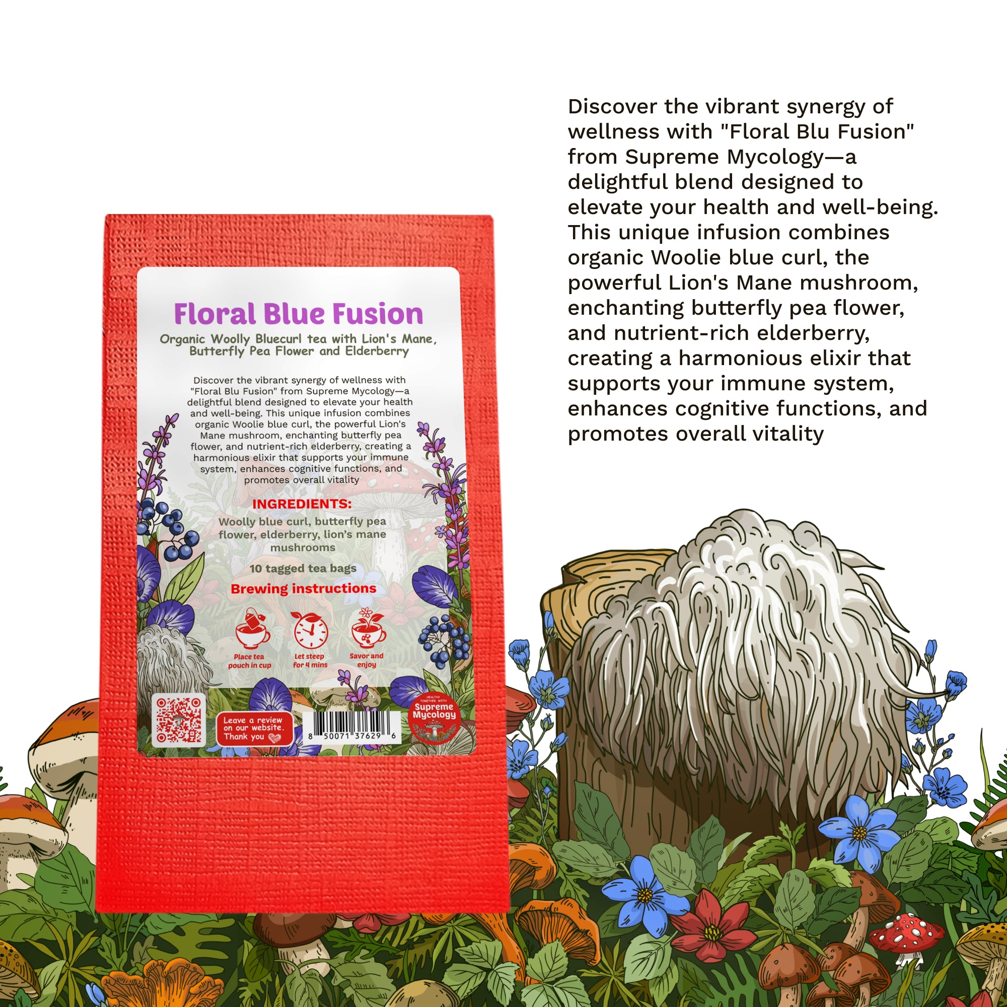 Floral Blue Fusion | Organic Lion's Mane Herbal Tea