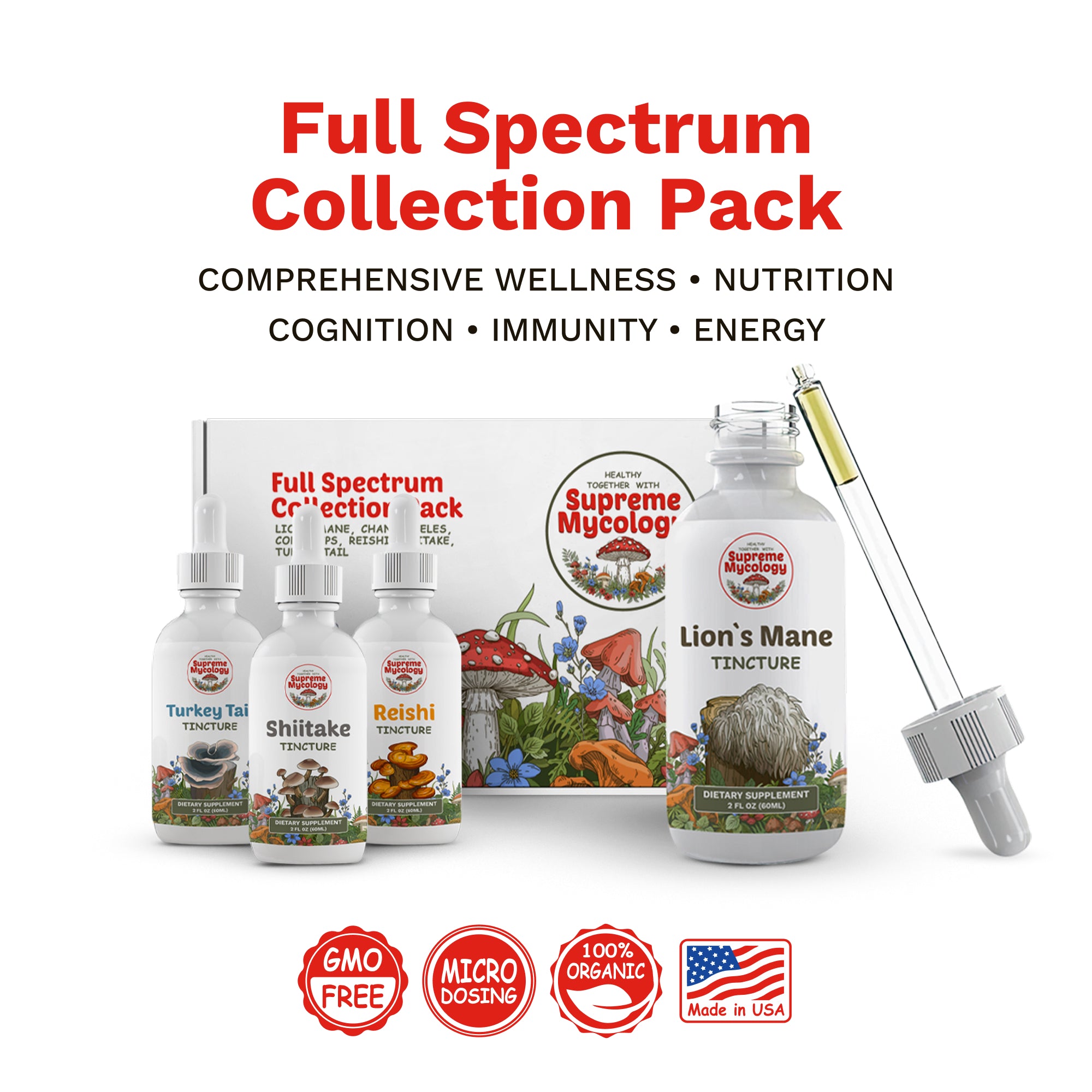 Full Spectrum Collection Pack | 6 Mushroom Tinctures | 6 x 2oz