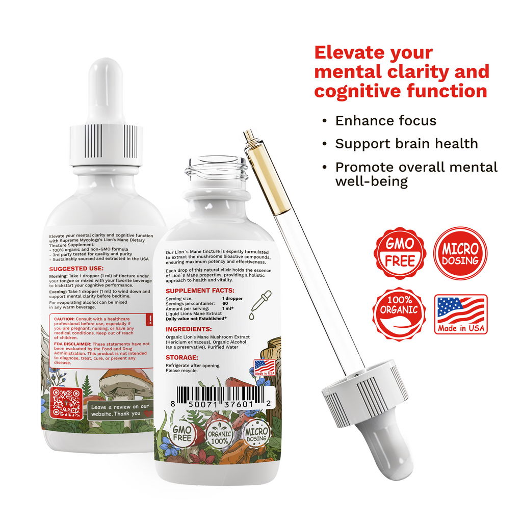 Organic Lion's Mane Extracted Mushroom Tincture