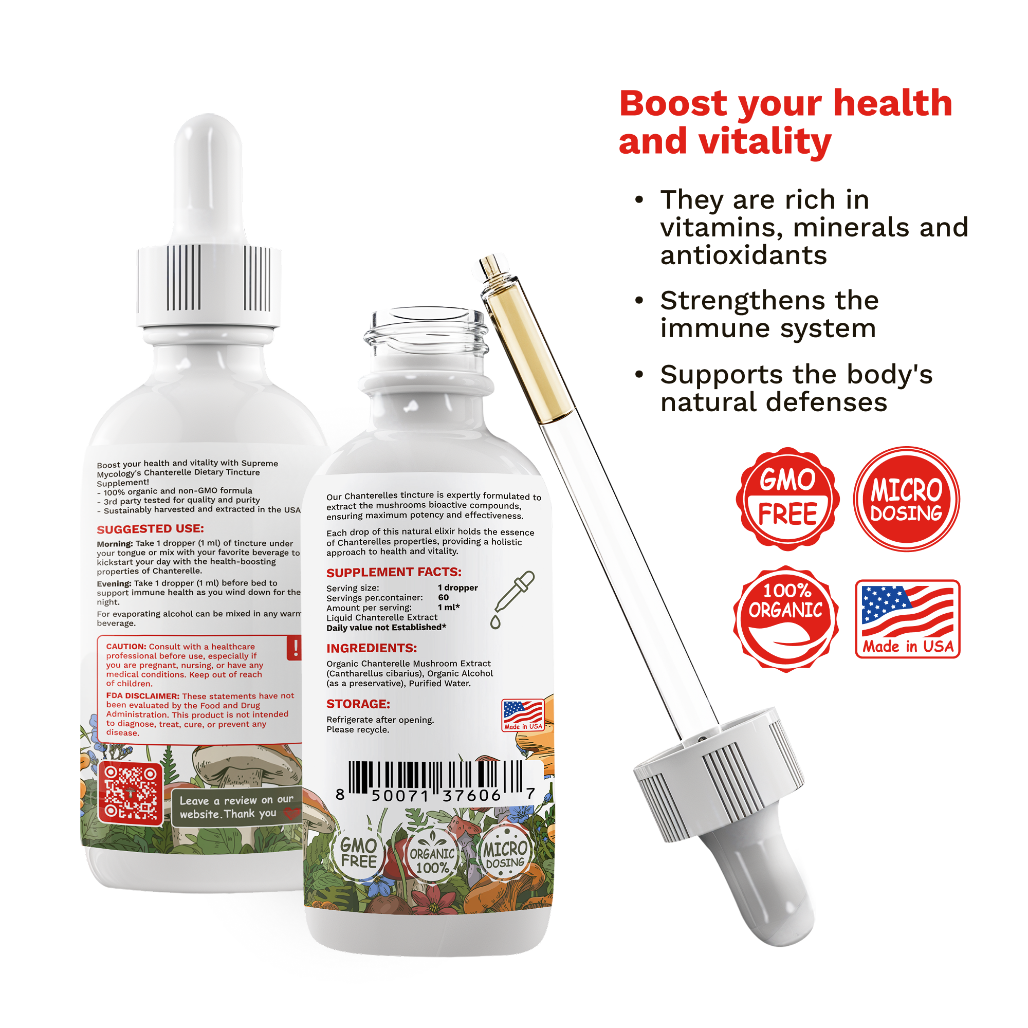 Organic Chanterelle Extracted Mushroom Tincture