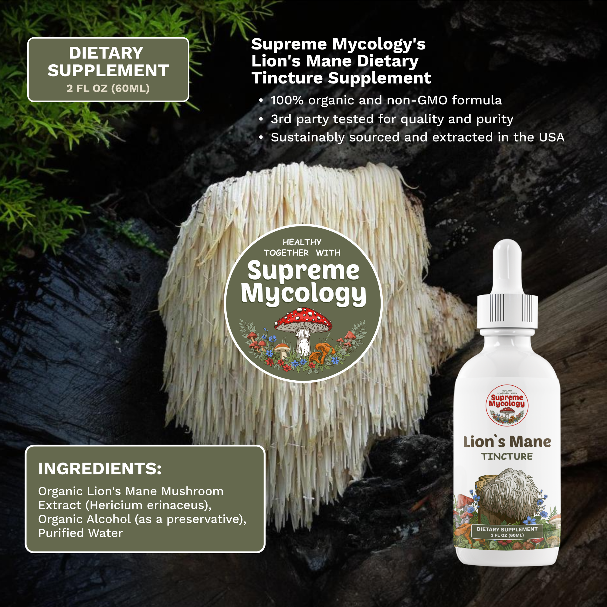 Organic Lion's Mane Extracted Mushroom Tincture