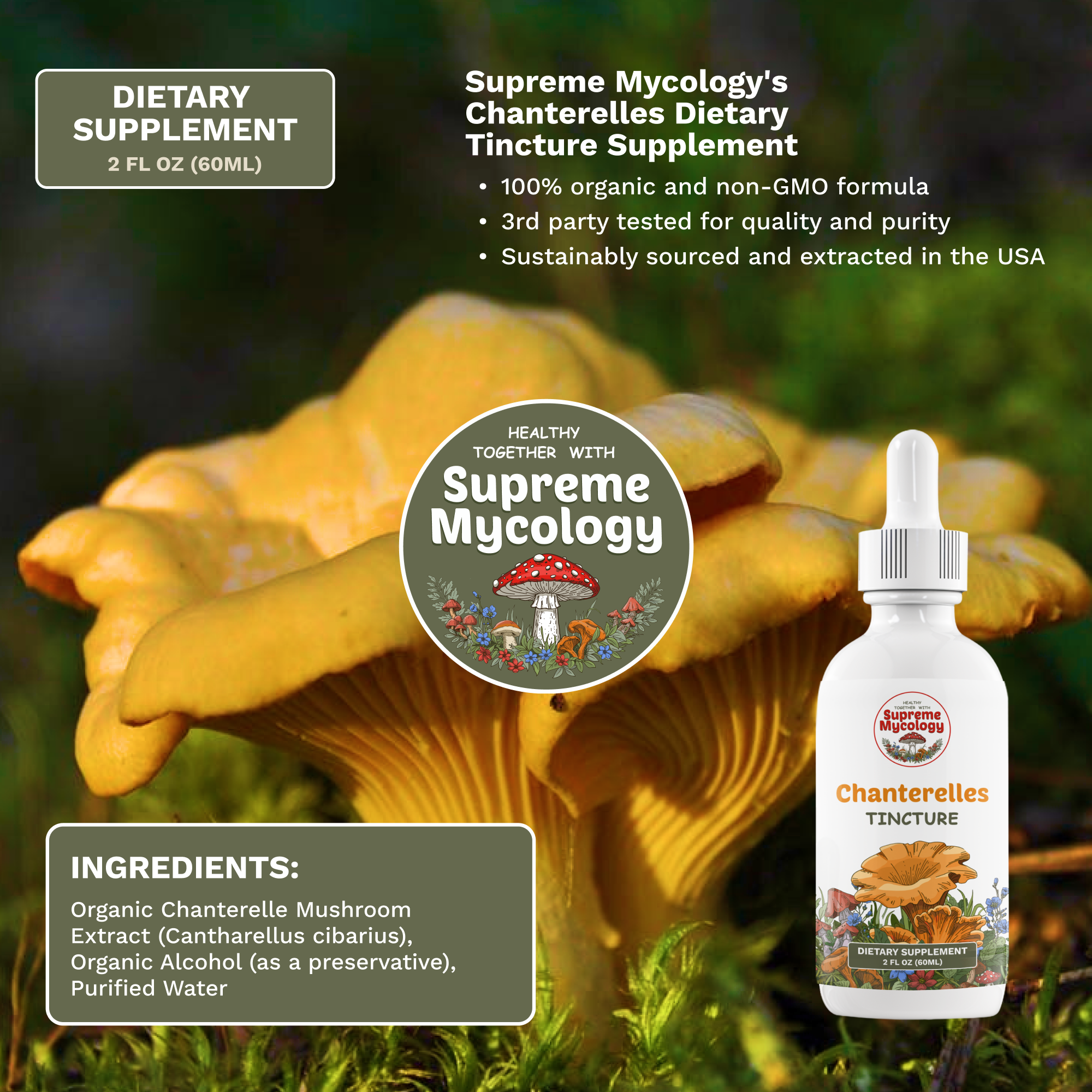 Organic Chanterelle Extracted Mushroom Tincture